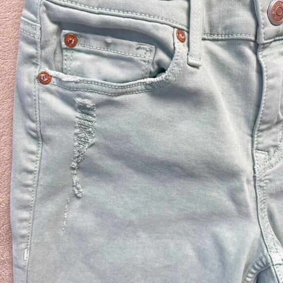 Anthropologie Level 99 Jeans Women 27 Mint Lily Roll Up Crop Mid Rise Distressed - Picture 9 of 14